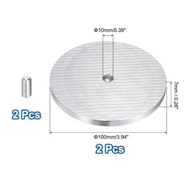 uxcell 2Pcs Round Shape Aluminum Disc, M10 Thread 100mm Diameter Aluminum Circle Disc Glass Top Adapter for Glass Table Furniture Coffee Tables, Silver