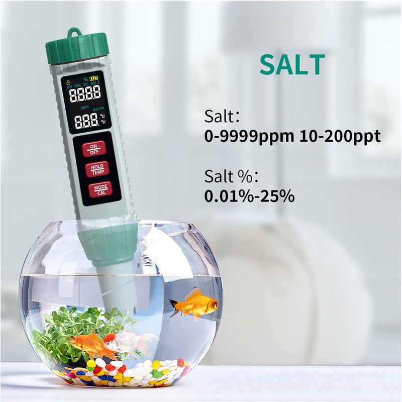 Tudoupeng pH Meter & Pool Salt Tester, Digital 5 in