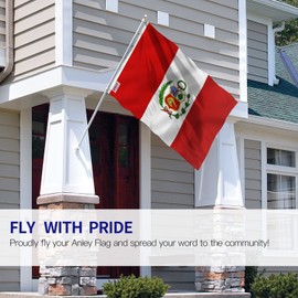 ANLEY Paquete de 2 Fly Breeze Bandera de Perú de 3x5 pies - Color vivo y resistente a la decoloración UV - Encabezado de lienzo y doble costura - Banderas nacionales peruanas Poliéster con arandelas de latón 3 X 5 pies