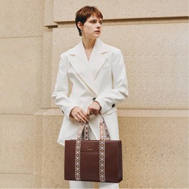 LOVEVOOK LOVEVOOK Laptop Tote Bag for Women,15.6 Inch Vintage Work Bag,Waterproof Leather Computer Briefcase 2PCs,Office Gifts for Women Teacher