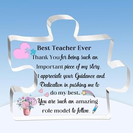 Teacher Puzzle Shaped Plaques Teacher's Day Gifts for Women Men Professors Appreciate Birthday Present Ideas Educator Acrylic Signs from Students Graduate Christmas Thanksgiving Retirement Keepsakes