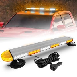 ASPL 31 inch Low Profile Rooftop Emergency Strobe Lights Bar Full Aluminum Flashing Safety Warning Traffic Advisor Lightbar Hazard Snow Plow Light for Trucks Tow Construction Vehicles (Amber/White)