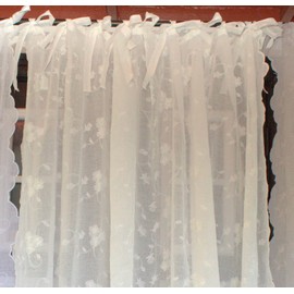 LillaBelle Offwhite Lisa Embroidered Curtains 130 x 250 cm Shabby Vintage Country House Band Hanging Store