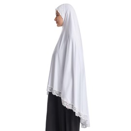 Jazvano Muslim Hijab for Women Instant Big Hijab Jersey Turbans Khimar Abaya Soft Women Prayer Hijab, 1pc Lace Hijab Scarf