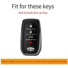 ontto Key case fit for Toyota Land Cruiser 4Runner Rav4 4 Buttons Smart Key Fob Cover Keyring Leather Key Shell Keychain Key Holder Protector Accessories Black