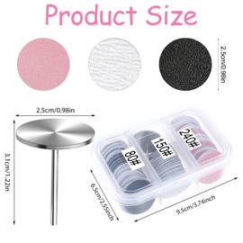 61 Pcs Sanding Paper Discs with Metal Nail Drill Bit 25mm Replacement Sandpaper Disk Foot Sanding Discs Bits Foot File for Manicure Pedicure Electric Remover Dead Skin Callus (#80#150#240 Grit)