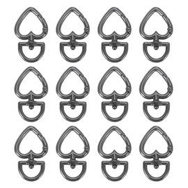 PATIKIL Spades Keychain Clip, 12 Pcs Spades Swivel Key Ring Snap Hook Clip Zinc Alloy Trigger Spring Buckle D for Keychains Bags Purses Handbag Jewelry Making, Black