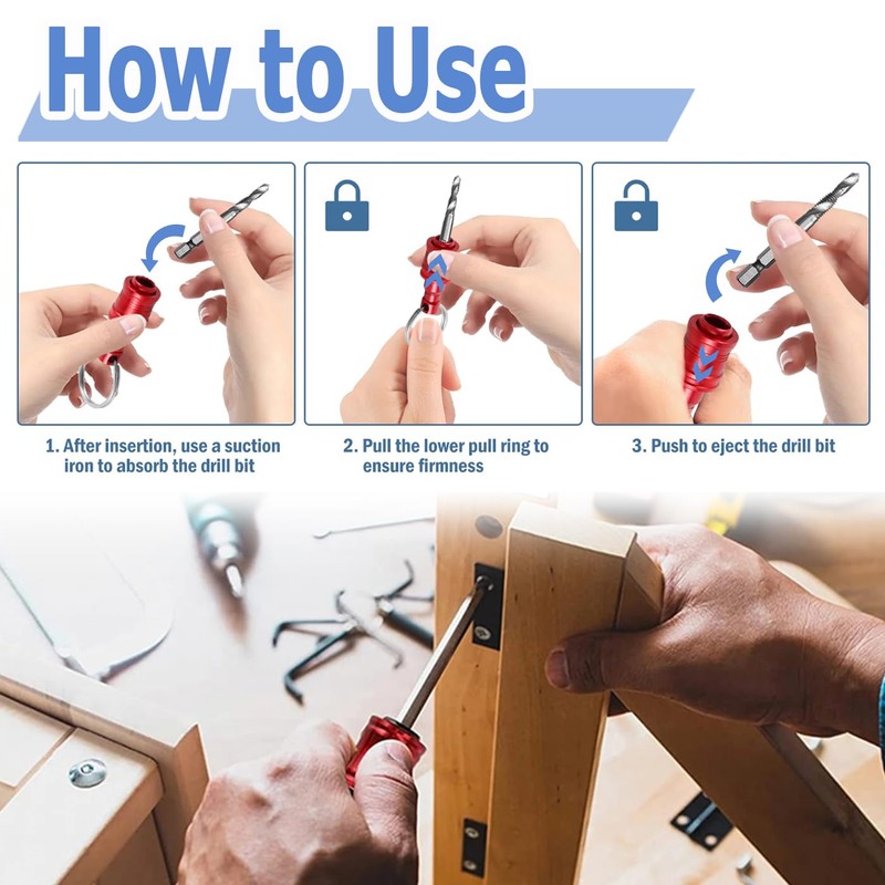 Mesee 7 Pieces Bit Holder Keychain for 1/4 inch Hex