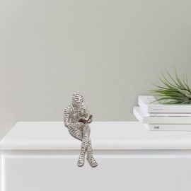 Reading Girl Resin Statue, Pulp Thinker Style Figurines Abstract Shelf Sculptures Bookcase Collectible Bookshelf Decor Fashioned Decorative Object for Home Modern Office Library Desktop Decor(F)