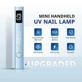 AIRSEE Cordless Mini Nail Lamp,Handheld UV Light with LCD Display for Gel Nails,Rechargeable USB Nail Dryer for Fast Cure,Rhinestone Glue Decoration,Gel Nail Strips at Home,Travel(Blue)