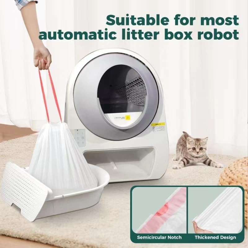100 Pack Drawstring Cat Litter Box Liner Bags For Litter-Robot