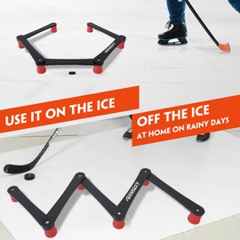 LOSKIA Hockey Training Equipment 5-Section/7-Section Hockey Stick Handling Trainer Hockey Training Aids with Adjustable Joints, Solid and Portable Black (5-Section Black Red)