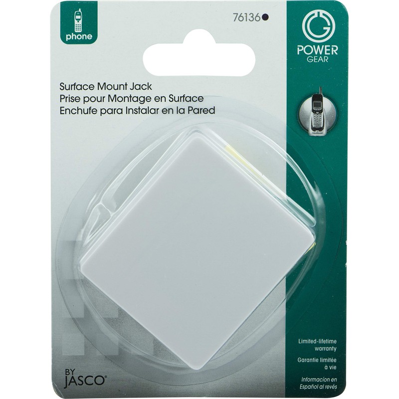 Power Gear Surface Mount Jack, Attach to Walls, Receptacles, Baseboards,