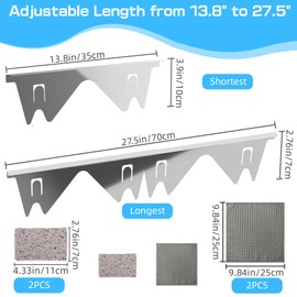 2 Pack Stove Gap Covers Stainless Steel Oven Counter Gap Filler Stove Guard for Kitchen Gap between Stove and Counter Heat Resistant Easy Clean Oven Gap Filler Adjustable Length 13.8" to 27.5" Sliver