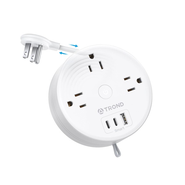 TROND TROND Travel Power Strip - Retractable Extension Cord 5ft