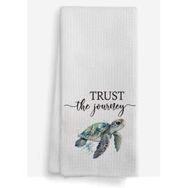 Bnwepo Summer Kitchen Towel, Sea Turtle Coastal Beach Towels for Kitchen Dinning Bathroom, Waffle Kitchen Towels, Kitchen Towel and Dishcloths Sets 16×24 Inches