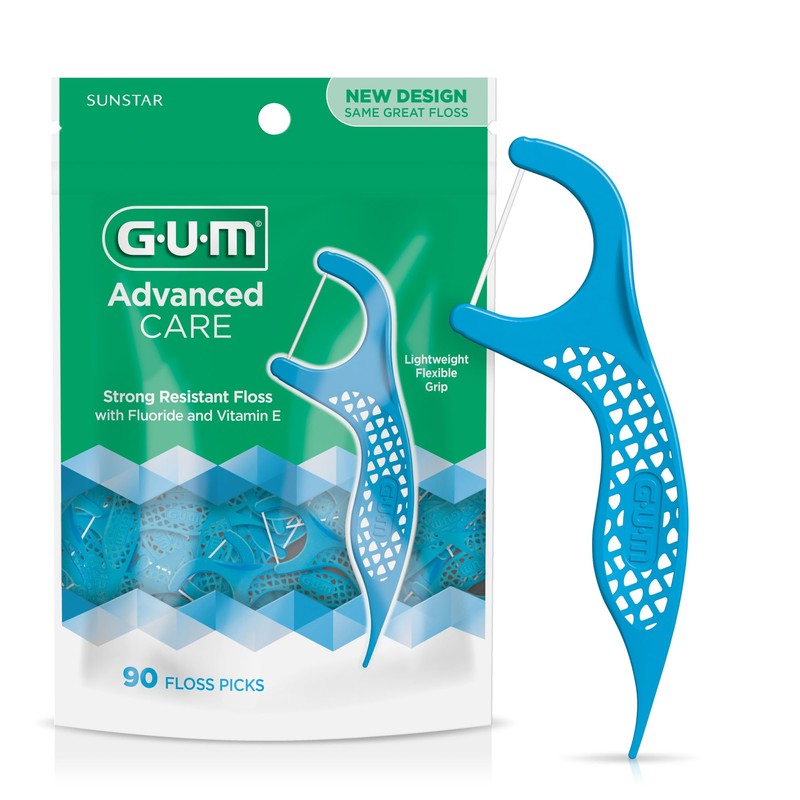 GUM Advanced Care Floss Picks - Dental Flossers for Adults