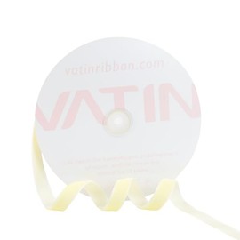 VATIN 5/8" Wide Nylon Woven Vintage Velvet Ribbons by 25 Yards Spool, Light Yellow, Perfect use for Choker, Gift Wrapping, Floral Bouquets, Home Decor