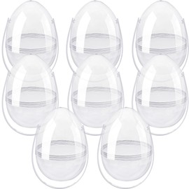 6 Pack 6 Inch Transparent Easter Eggs Clear White Jumbo Plastic Fillable Easter Eggs Large Easter Eggs Empty with Handles for Easter Hunt Party Supllies
