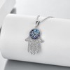 TIGER RIDER Hamsa Hand Necklace 925 Sterling Silver Abalone Shell