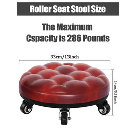 Lanstics Low Roller Seat Stool with Universal Swivel Wheels Leather Seats Chair Stool Rolling Stool Seat on Wheels for Home Office Fitness