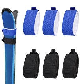 BOXOB Pack of 6 Ski Fastening Straps, 48.4 x 5.4 cm Ski Bands with Protective Pads, Ski Carrier Strap, Storage, Ski Accessories for Ski Boards, Ski Poles, Winter Sports (Black)