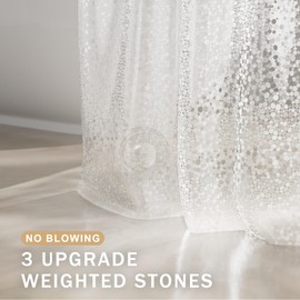AmazerBath Shower Curtain Liner, 100% EVA Clear Cobble Heavy Duty Shower Curtain and Liner 2-in-1, 72x72 Luxury Plastic Weighted Bathroom Shower Liner, 12 Rustproof Grommets & 3 Heavyweight Stones