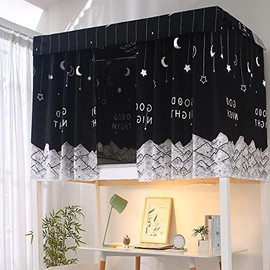 ITODA Dorm Bunk Bottom Bed Curtains Dustproof Breathable Single Sleeper Bed Canopy Blackout Cloth Curtain Shading Bedding Junior Students College Home Drapery (Not Including top)
