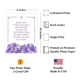 AMERICAN LUXURY GIFTS Dear God, Thanking You For All - Spiritual Wall Art, Modern Floral Themed For Home, Church, Offices, Unframed 8x10 inches