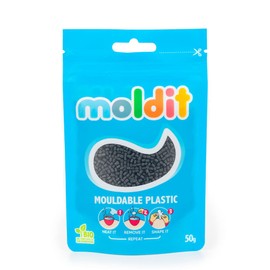 MOLDIT Zip Pouch 50G - Black Thermoplastic Pellets, Melts in Hot Water Thermoplastic Beads Material Softens in Heat Moldable Plastic, Repairs Crafts for DIY Cosplay