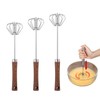 3 pcs Stainless Steel Semi-Automatic Whisk Wood Grain Hand Push