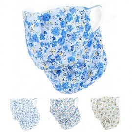 Korean UV Protection Cooling Face Sunshade Mask for Women Printed Blue - Random Delivery