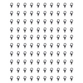 Royee 100 Pcs Lobster Claw Clasps 12 x 6 mm Alloy Jewelry Finding Small Supplies Kit for DIY Necklace Bracelet Jewelry Making Accessories Fastener Hook (Black)
