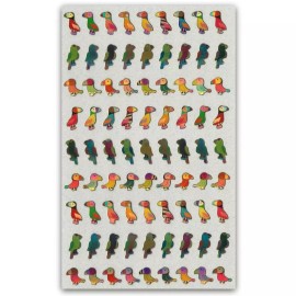 Funny Sticker World CUTE TINY BIRD FOIL HOLOGRAM STICKERS Parrot Scrapbook Kid Craft Sticker Sheet