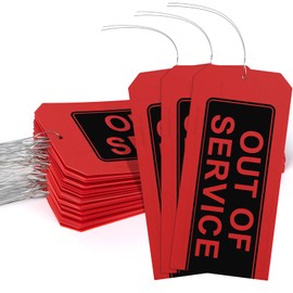 Out of Service Tags,100-pk Red Repair Tags with Wires Attached,Tear & Water Resistant PVC-Plastic,Maintenance Repair Tags,Weather Proof