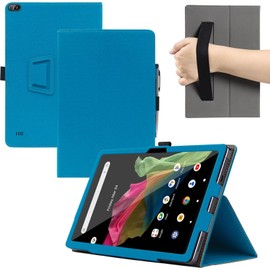 GEJEFA Case for Acer Iconia Tab A10, Premium PU Leather Protective Case with Hand Strap [Auto Wake/Sleep] Shockproof Folding Stand Cover for Acer Iconia Tab A10, Blue