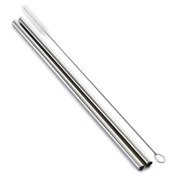Norpro Stainless Steel 11-Inch Drinking Straws with Cleaning Brush