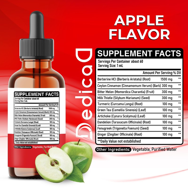 DEDICAD 10in1 Berberine HCl Drops - Liposomal Berberine Liquid -