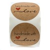 2" Inch Round Natural Kraft Handmade with Love Stickers /