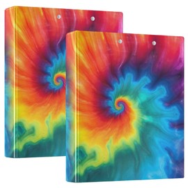 WELLDAY 3 Ring Binders, 1.5 Inch Binder with Round Rings to Hold 200 Sheets, Tie Dye 3 Ring Binders with Clipboard for Home Class Office Supplies 1PC
