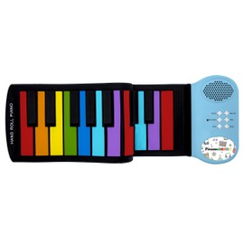 PicassoTiles® PT49 Kid's 49-Key Flexible Roll-Up Educational Electronic Digital Music Piano Keyboard w/Recording Feature, 8 Different Tones, 6 Educational Demo Songs & Build-in Speaker - Rainbow