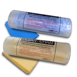 2PCS Premium Car Shammy Towel, Super Absorbent Chamois Cloth for Car Drying, No Scratch & Spots Car Drying Towel, 22" x 17" Soft Reusable Wash Cloth for Most Cars (Yellow&Blue, Large Size)