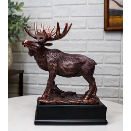 The Emperor Wild Elk Bull Moose Statue Bronze Electroplated Figurine With Base
