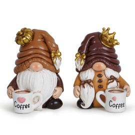 Hodao 2 Pcs Coffee Gnomes, Couple Coffee Decor Mini Creative Coffee Swedish Tomte Gnome Accessories Funny Art Decoration for Home Office Kitchen, Gifts for Coffee Lover (Couple Coffee)