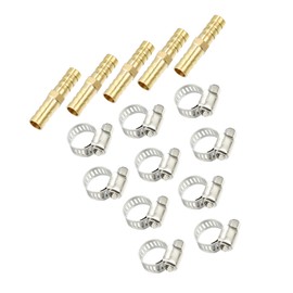 Partuto 1 Set 8mm Universal Barb Hose Fitting with Clamps - Copper Gold Tone