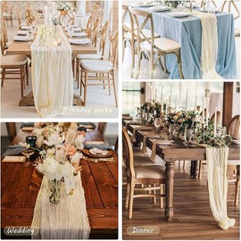 Haquno Bohemian Cotton Table Runner Tablecloth - Rustic Wedding Table Decoration for Bridal Showers, Birthdays and Celebrations (90x300cm) - Eco-Friendly Cotton, Reusable (Off-white)