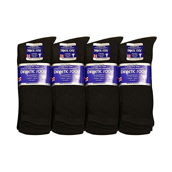 Diabetic Socks Men Unisex Size 9-11 Black 63-7040-12PAIRS