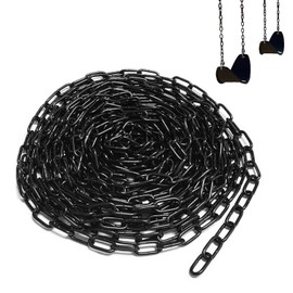10 m Steel Chain Made of Carbon Steel, 3 mm Black Steel Chain, Link Chain, Sold by the Metre, Long Link Load Bearing, Metal Chain, for Dog Chain, Lamp Chain, Barrier Chain, Swing Chain, Hanging Chair