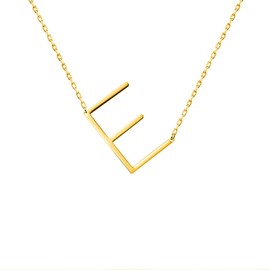 WIGERLON Stainless Steel Initial Letters Necklace for Women Color Gold and Silver from A-Z Letter Letter E Color Gold