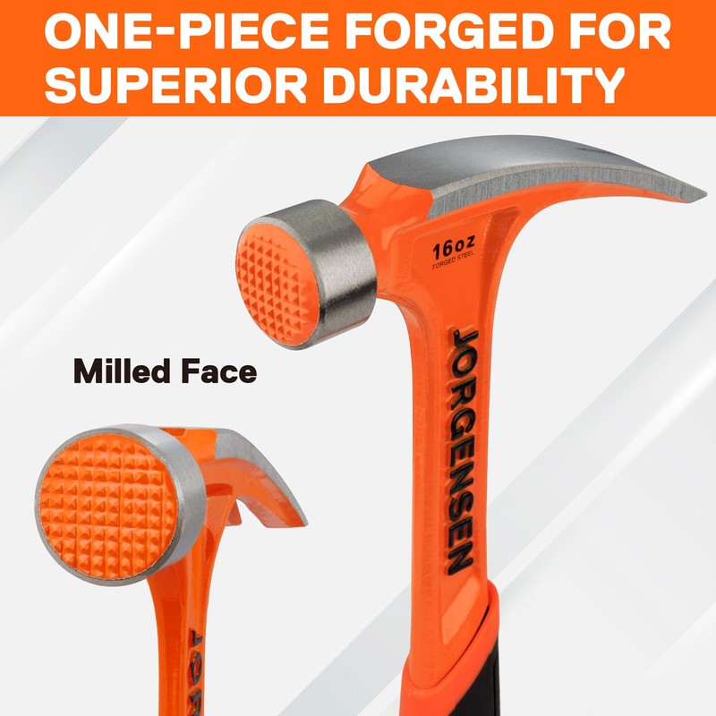 Jorgensen 16 oz Straight Claw Hammer, Rip Claw Hammer with